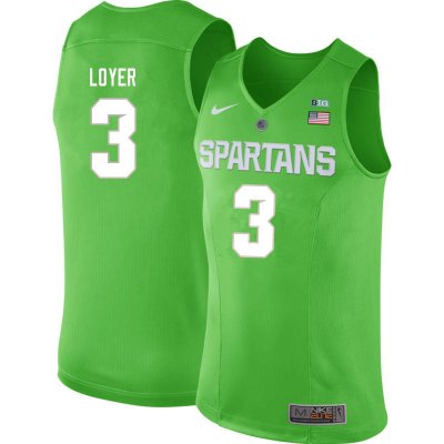 Men Foster Loyer Michigan State Spartans #3 Nike NCAA 2020 Green Authentic College Stitched Basketball Jersey US50Z25OO
